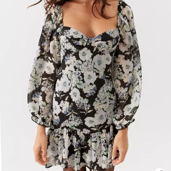 Urban Outfitters Love Triangle Moonstruck Floral Cutout Mini Dress - Picture 3 of 5